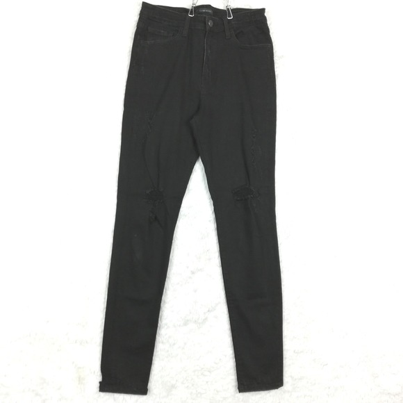 Flying Monkey Womens Jeans High Rise Skinny Black Denim Distressed Ripped 29 - Picture 1 of 11